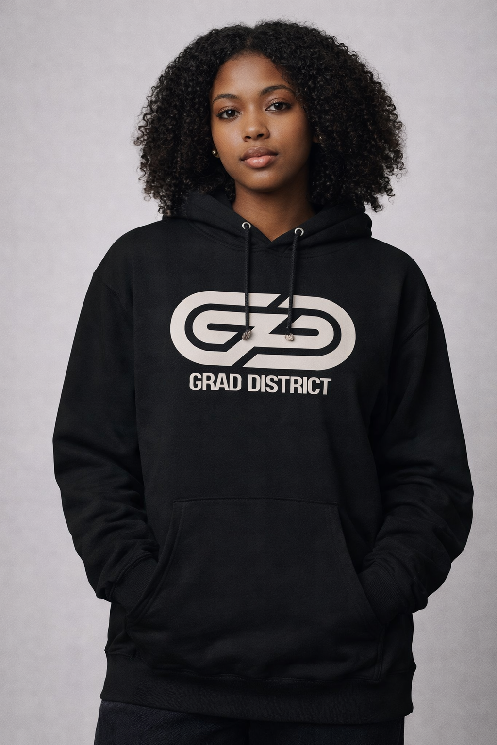 Grad District Logo Hoodie – GD Signature Hoodie | Minimalist Streetwear Hoodie for Graduates